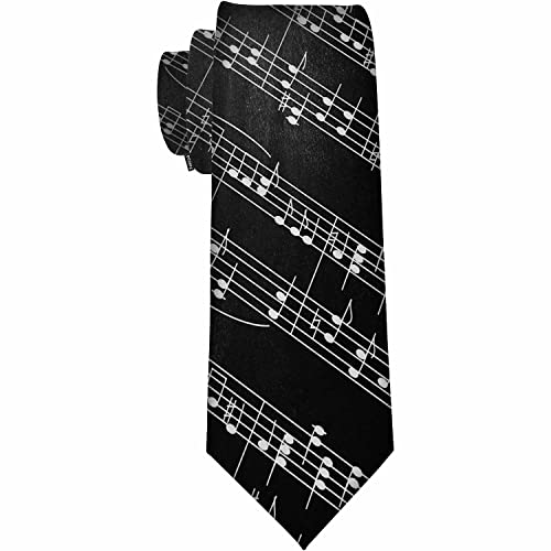 Yekiua Music Bars Ties Musical Notes Men's Business Necktie For Husband Father Valentine's Day Father's Day Gift White Black