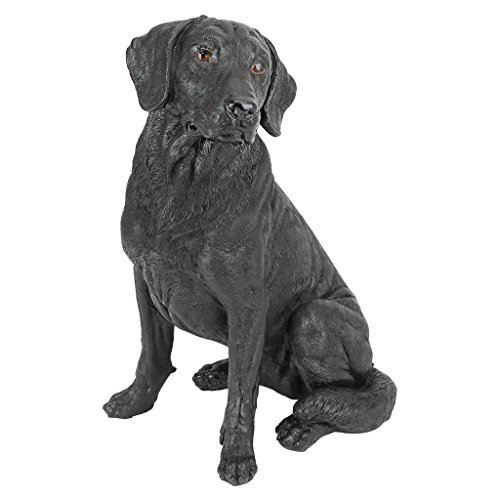 Design Toscano QL156176 Black Labrador Retriever Dog Indoor/Outdoor Garden Statue, 9 Inches Wide, 9 Inches Deep, 15 Inches High, Full Color Finish