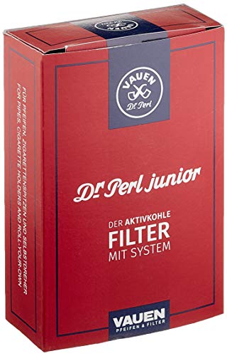 Dr. Perl Filter 17341 Junior Activated Carbon Filter Large 9 mm Jubox 100 Vauen, Carbon, Red, Pack of 100 (Pack of 1)