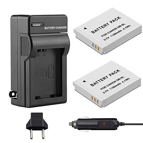 Mliepow 2 Pack NB-6L/NB-6LH Battery and Charger kit Compatible with Canon PowerShot SX540 HS, SX530 HS, SX520 HS, SX510 HS, SX500 HS, SX170 IS,SX700 HS, SX710 HS,SX610 HS, SX600 HS, S120, D30, S90