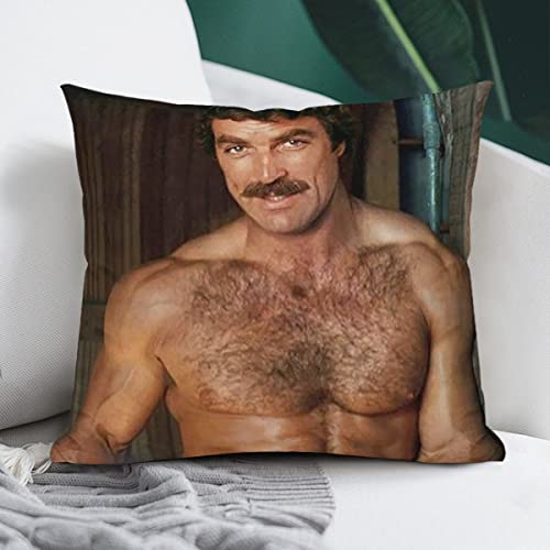 Soft Pillowcase Funny Tom Selleck Pillow Case Home Decor Throw Pillow Cover 18in*18in, for Men/Women