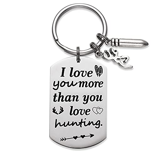 Melix Home I love you more than you love hunting valentines day gift husband keychain husband gift boyfriend gift (Hunting Keychain)