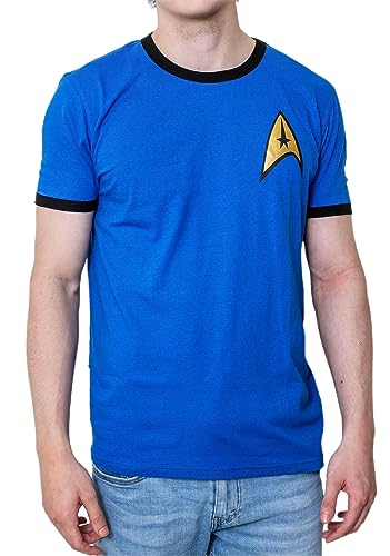 Star Trek The Original Series Men's TOS Costume Uniform Mens Adult T-Shirt(LG, Blue)
