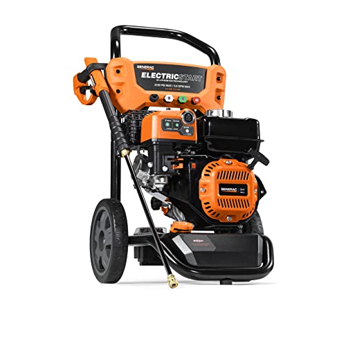 Generac 8894 3100 PSI 2.5 GPM Gas Powered Residential Pressure Washer with Electric Start - Ergonomic Spray Gun with Quick Change Tips - Effortlessly Cleans Cars, Decks, Driveways - CARB Compliant