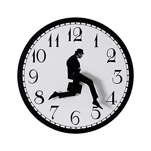 KASCLINO Silly Walk Wall Clock, Home Decor Walking Silent Wall Clock Battery Powered, Round Silent Modern Wall Clocks Wooden Craft, for Bedroom Kitchen Living Room School Gifts(Black)