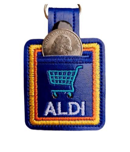 Shopping cart Aldi quarter holder keychain Quarter keeper Handmade Embroidered Aldi and cart. Holds One Quarter for Aldi grocery Shopping Cart. Great Unisex gift!