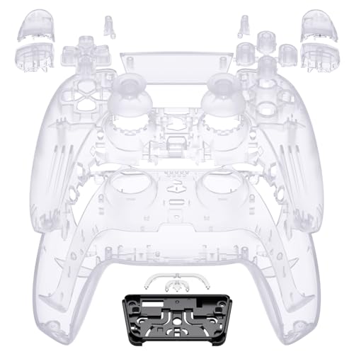 eXtremeRate Full Set Housing Shell with Buttons Touchpad Cover, Clear Custom Replacement Decorative Trim Shell Front Back Plates Compatible with ps5 Controller BDM-030 BDM-040