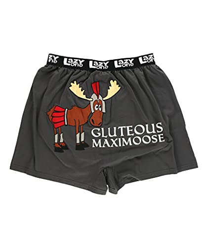 Lazy One Funny Animal Boxers, Novelty Boxer Shorts, Humorous Underwear, Gag Gifts for Men, Moose, Butt, Knight (Gluteous Maximoose Gladiator, X-Large)