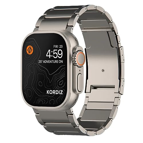 KORDIZ Titanium Watch Band T01 (Max) - Fits Apple Watch ULTRA & ULTRA 2 (49mm) - Adjustable Titanium Apple Watch Band with Secure Clasp - Premium Color Matching Band with Comfortable grip - Replacement Wristbands for iWatch (T01 Max, ULTRA, Silver)