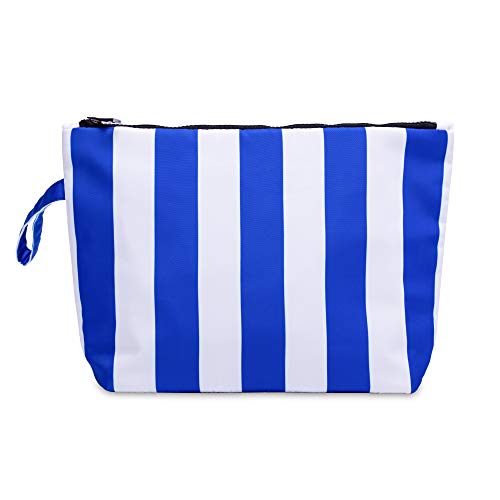 BANG&CARSEN Large Makeup Bag For Women - XL Travel Cosmetic Bag Waterproof Pouch - Wristlet Makeup Clutch For Beach Use - Wet Suit Bag Bikini Storage Pouch (blue)