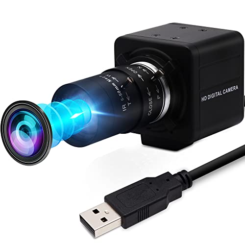 IFWATER USB Camera 1080P High Speed 260fps 5-50mm 10X Optical Zoom Lens 2MP USB Webcam with Microphone Close up Zoom in and Out,UVC Computer Comference Golf Swing Camera for Raspberry Pi Windows Mac