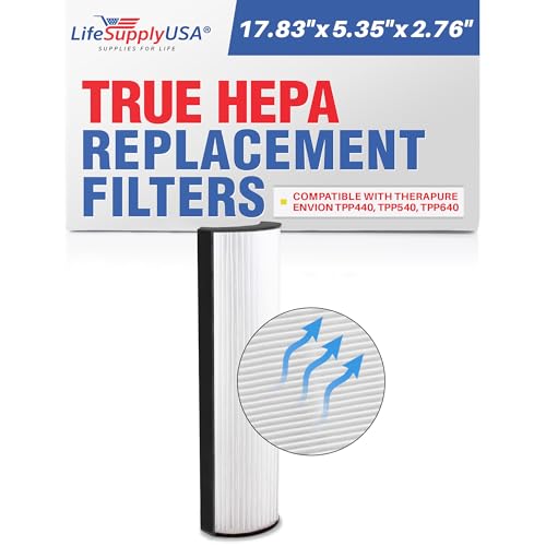True HEPA Air Cleaner Filter Replacement TPP440F Compatible with Therapure Envion TPP440, TPP540, TPP640 Air Cleaners by LifeSupplyUSA