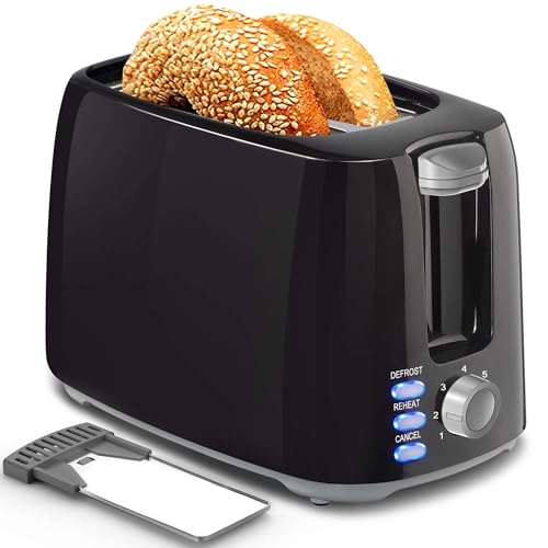 Toaster 2 Slice - Black Toaster Best Rated Prime Wide Slot 2 slice Toaster Bagel Function, 7 Bread Shade Settings, Removable Crumb Tray Compact Toaster Toasters the Best 2 Slice for Bagel Bread Waffle