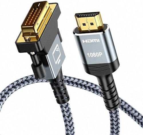 Capshi HDMI A to DVI Adapter Cable 6FT, High-Speed Gold-Plated Plug and Play Bi-Directional Nylon Braid 1080p, DVI to HDMI Adapter for Televison/Monitor/Video Card/Graphics card
