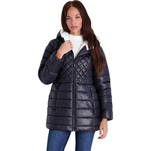 Steve Madden Women's Cozy Glacier Shield Quilted Winter Jacket Black Size M