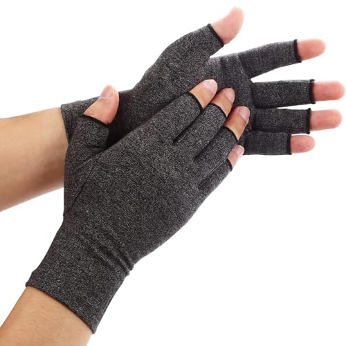 Duerer Arthritis Compression Gloves for Women and Men for RSI, Carpal Tunnel, Rheumatoid, Tendonitis, Open Fingers Gloves for Computer Typing and Daily Work (Black, L)