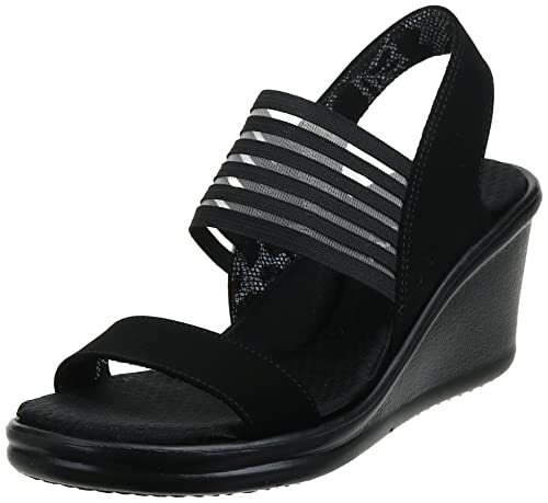Skechers Cali Women's Rumblers-Sci-Fi Wedge Sandal, Black, 8.5 W US