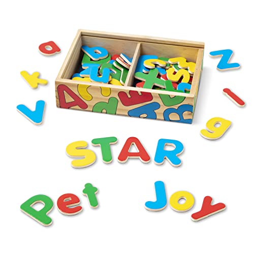Melissa & Doug 52 Wooden Alphabet Magnets in a Box - Uppercase and Lowercase Letters - ABC Learning Toys, Chunky Magnetic Letters For Toddlers And Kids Ages 3+, 7.8 x 5.45 x 1.85