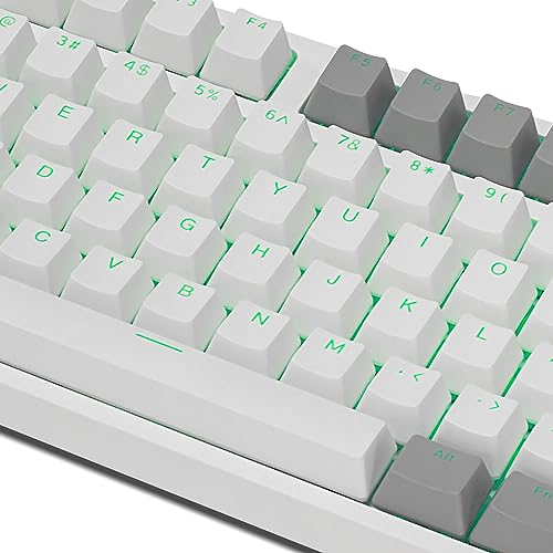 Happy Balls Keycaps Backlit PBT Cherry MX Keycap Set Doubleshot OEM Profile Translucent for US Layout 61 87 104 108 MX Switches Mechanical Keyboard (Gray White)