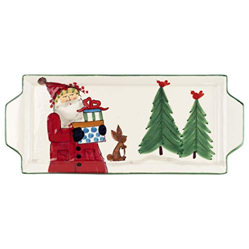 Vietri Old St. Nick Holiday Collection Italian Serveware Sets (Handled Rectangle Platter)