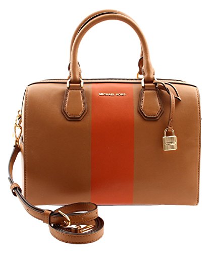 MICHAEL Michael Kors Womens Center Stripe Mercer Medium Duffel Acorn/Orange One Size
