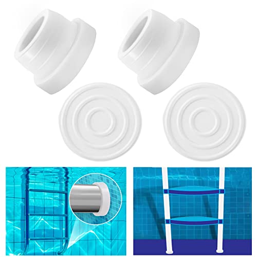 4 PCS Pool Ladder Bumpers for Inground Pool White Rubber Inground Pool Ladder Caps Fits 1.90” Swimming Pool Ladder Tubing Inside Plug Bumper Cap Swimming Pool Ladder Parts to Protect Pool Liner