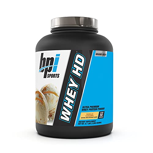 BPI Sports Whey HD Ultra Premium Protein Powder, Vanilla Caramel, 4.1 Pound