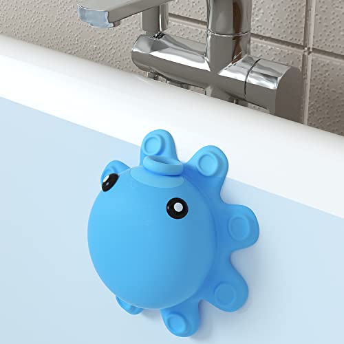 Bathtub Overflow Drain Cover Tub - Silicone Bathroom Overflow Drain Cover, Bath Tub Overflow Cover, Bathroom Spa Accessories, Adds Inches of Water for Deeper&Warmer Bath，Blue