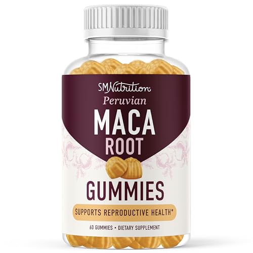 Maca Root Gummies with Natural Peach Flavor | Drive, Performance & Energy Support | Hormone Balance for Women and Men | Herbal Supplements 200MG Extra Strength | Vegetarian, Non-GMO | 60 Gummies