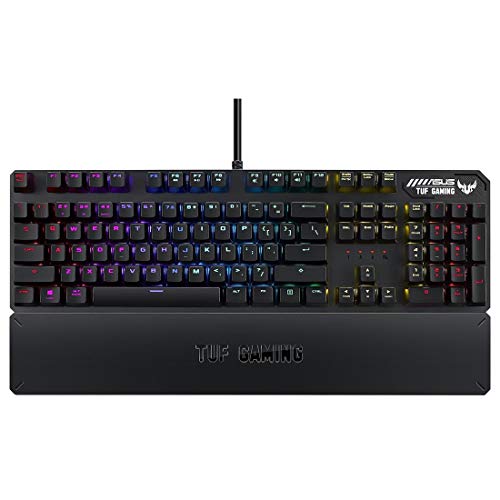 ASUS Mechanical PC Gaming Keyboard for PC - TUF K3 | Programmable Onboard Memory | Dedicated Media Controls, Aura Sync RGB Lighting | Detachable Magnetic Wrist Rest | Highly Durable | Black