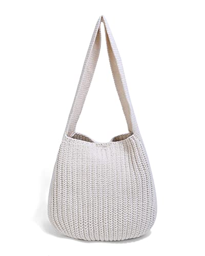 ENBEI Women's Shoulder Handbags Crocheted Bags Large knit bag Tote bag aesthetic for school cute Tote bags Beach Bag Tote
