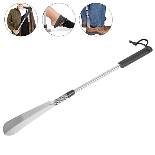 Shoe Horn Long Handle,Aid shoehorn Telescopic Spring Shoe Horn Shoe Accessory Stainless Steel Shoe Lifter for Elderly People,Pregnant woman and Move Inconvenient person