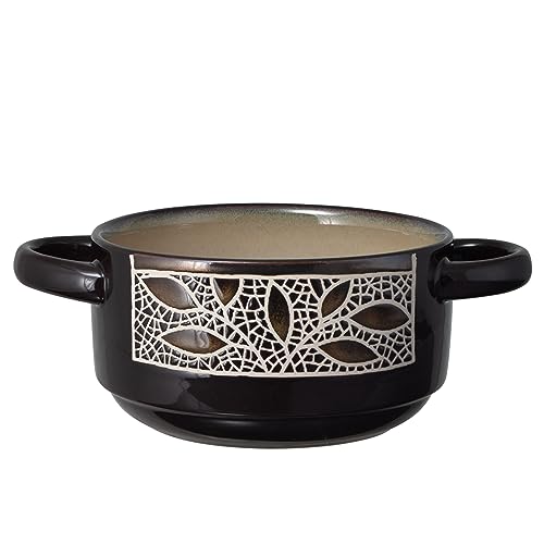 Mikasa Gourmet Basics Alexandria Double Handled Bowl Brown 28 Ounces