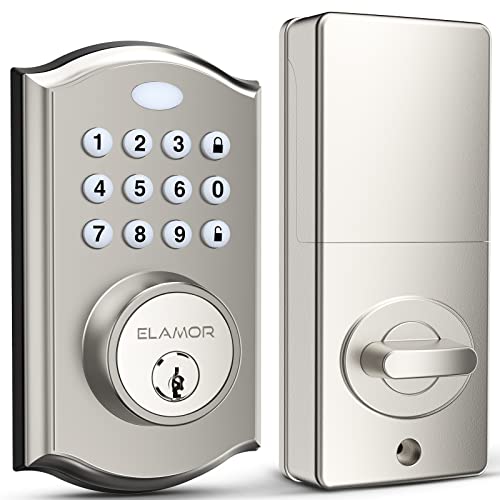 Keyless Entry Door Lock - Electronic Door Lock with Keypad, Smart Deadbolt Lock with Auto Lock, Security Waterproof Smart Lock, Easy to Install, Ideal for Front Door, Home Use, Apartment - ELAMOR M19