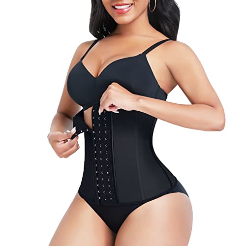 Lover-Beauty Waist Trainer for Women Latex Corsets Waist Cincher Workout Girdle Hourglass Body Shaper (Large, Black)