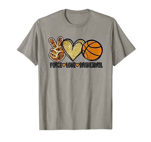 Peace Love Basketball - Heart Ball Sports Team Game Player T-Shirt