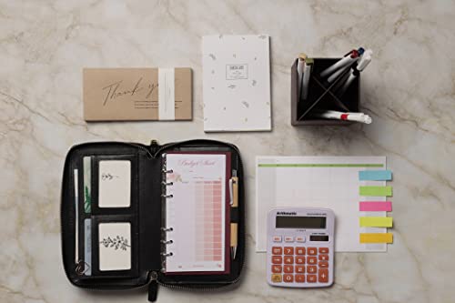 Cash Envelope Wallet Organizer-All in One Budget System with 12 Beautiful Budget Sheets & Envelopes - Black Edition