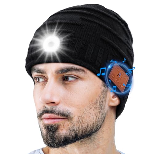 ZOOI Stocking Stuffers Gifts for Men, Bluetooth Beanie Hat Mens Gifts for Christmas Unique, Tools Cool Gadgets for Men Gifts Black