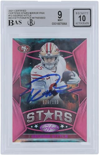 George Kittle San Francisco 49ers Autographed 2021 Panini Certified Stars Mirror Pink #12#/199 Beckett Fanatics Witnessed Authenticated 9/10 Card - NFL Autographed Football Cards
