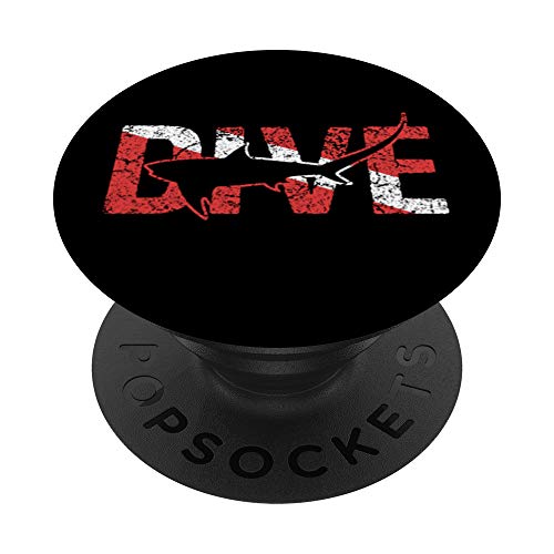Thresher Shark Diver Dive Flag Funny SCUBA Diving PopSockets PopGrip: Swappable Grip for Phones & Tablets