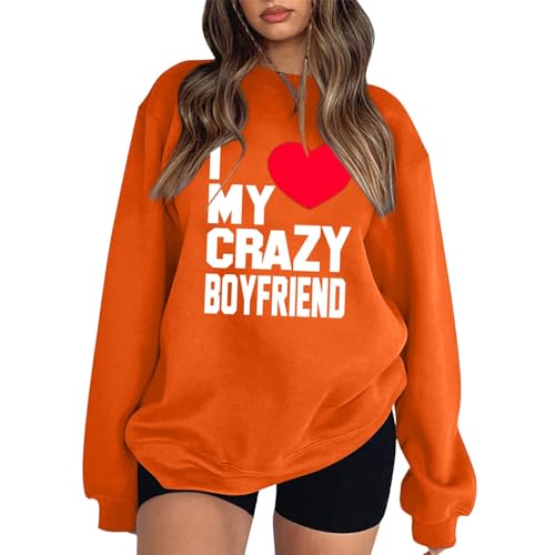 Valentines For Boyfriend I Love My Boyfriend Sweatshirts Oversized Crewneck Long Sleeve Casual Fashion Pullover Y2K Clothes Blouse Tops Valentine Shirt For Boys