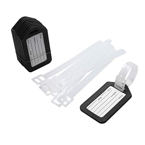 uxcell Plastic Name Message Bags Backpack Luggage Tag 10 Pcs Black White