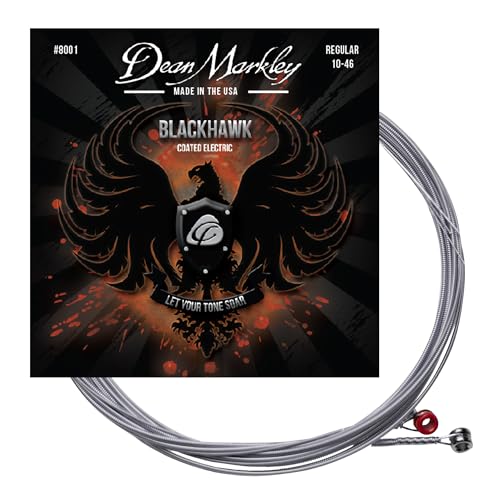 Blackhawk Coated Electric Guitar Strings 6 String Set, Regular 10-46 Alloy Steel Guitar Strings Electric, Thin Coated Electric Guitar String, Soaring Tone That Cuts Every Time, Made in the USA