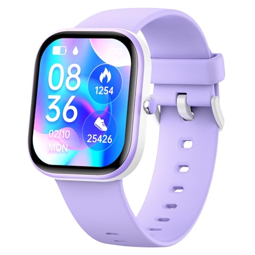 Nyonio Smart Kids Watch with Fitness Tracker,19 Sport Mode,1.5' DIY Dial,IP68 Waterproof,Sleep Monitor,Pedometers,Heart Rate,Great Birthday Gift for Boys Girls Teens 6-14 Year Olds (Purple)