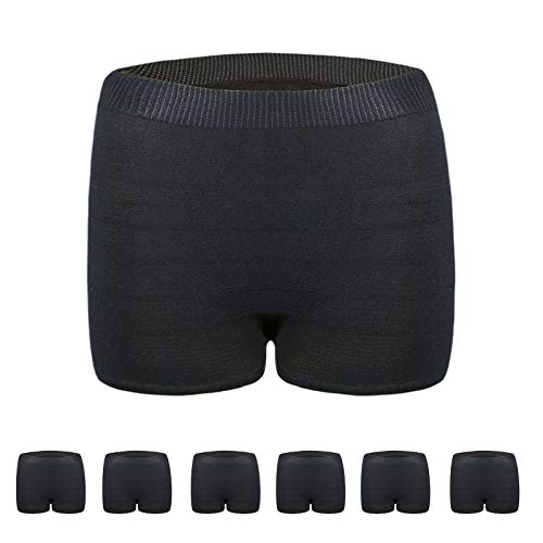 HANSILK Seamless Mesh Postpartum Underwear Natural C-Section Delivery Post Surgical Recovery Disposable Washable Women's Panties,Black (6 Pack, XXL)