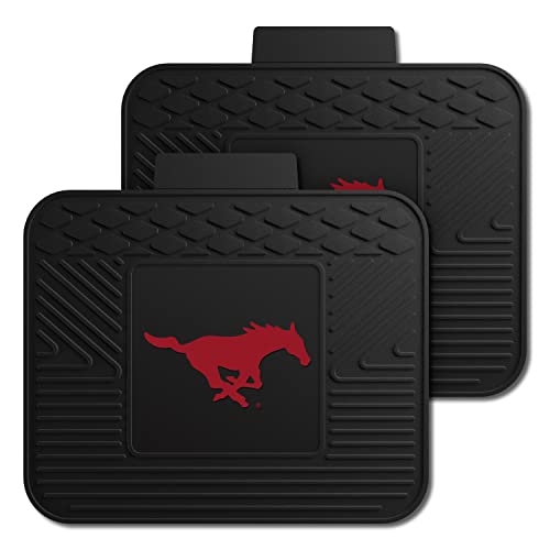 FANMATS 13226 SMU Mustangs Back Row Utility Car Mats - 2 Piece Set, 14in. x 17in., All Weather Protection, Universal Fit, Deep Resevoir Design, Molded Team Logo