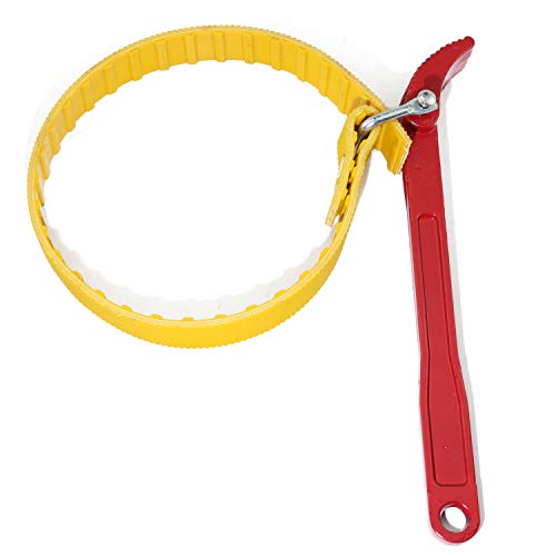 boeray 6.3' (160mm) Capacity Multi-Purpose Belt Strap Wrench,23' (585mm) Length Adjustable Strap and 12' (300mm) Steel Handle Yellow