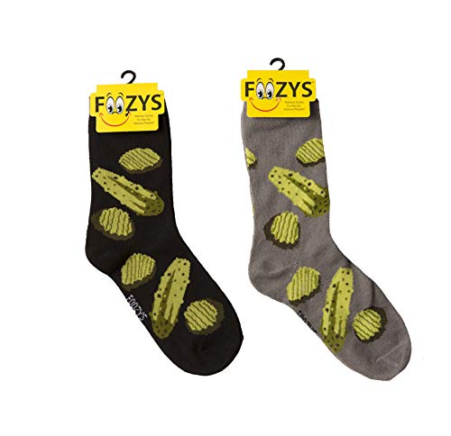 Foozys Women’s Crew Socks | Fun Dill Pickle Food & Drink Novelty Socks | 2 Pair