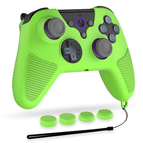 Case for Luna Controller, Alquar Silicone Case Cover for Amazon Luna Controller, Anti-Slip/Shockproof/Dustproof Skin Protective Cover for Luna Game Controller- with Lanyard/Thumb Grip Caps (Green)