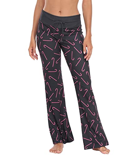 HDE Womens Pajama Pants Wide Leg Sleepwear Casual Loose Lounge Pant PJ Bottoms Candy Canes - XL